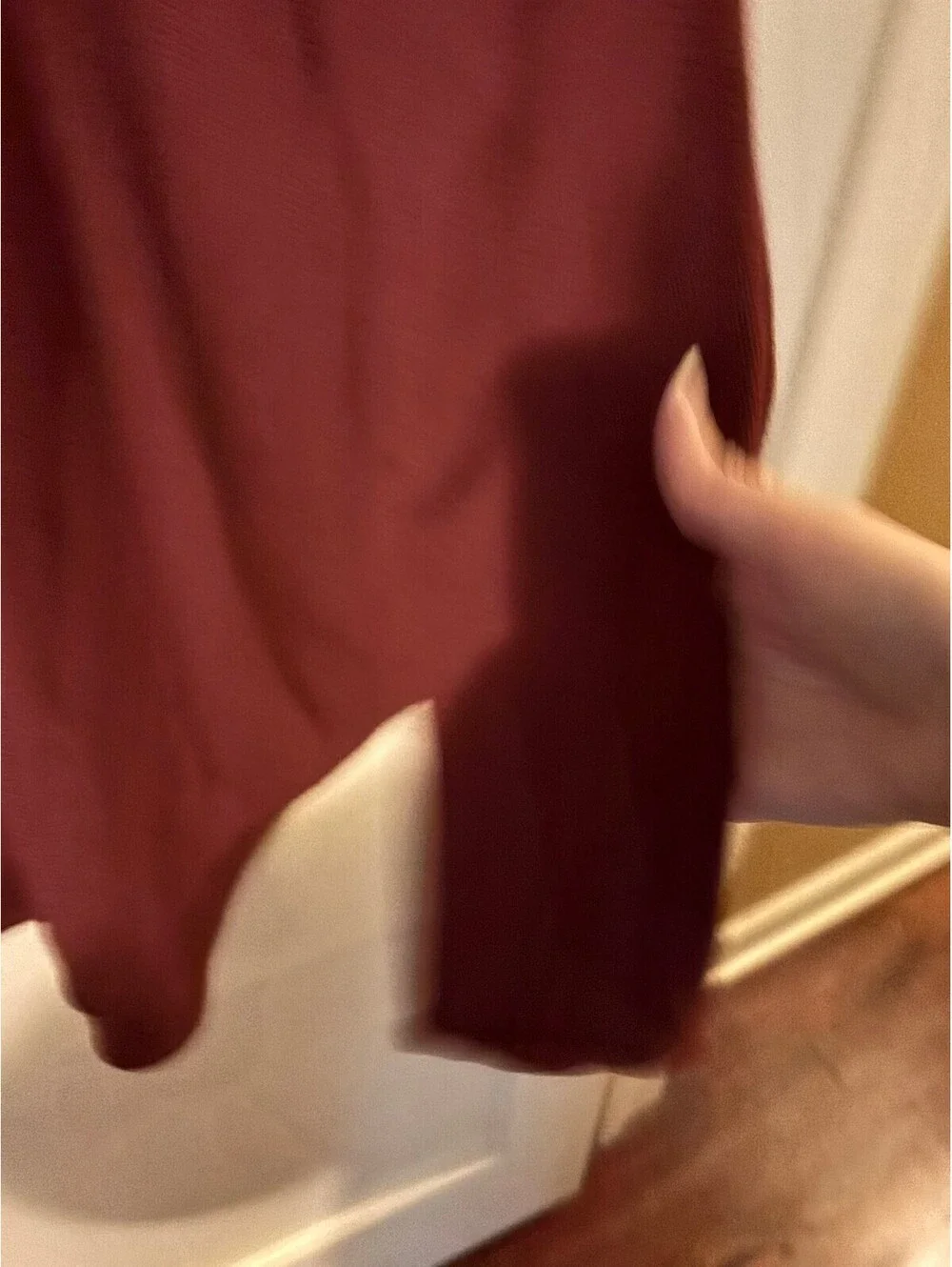 Michael Kors Burgundy Long Sleeve Knit Top with Back Zipper, Size Large
